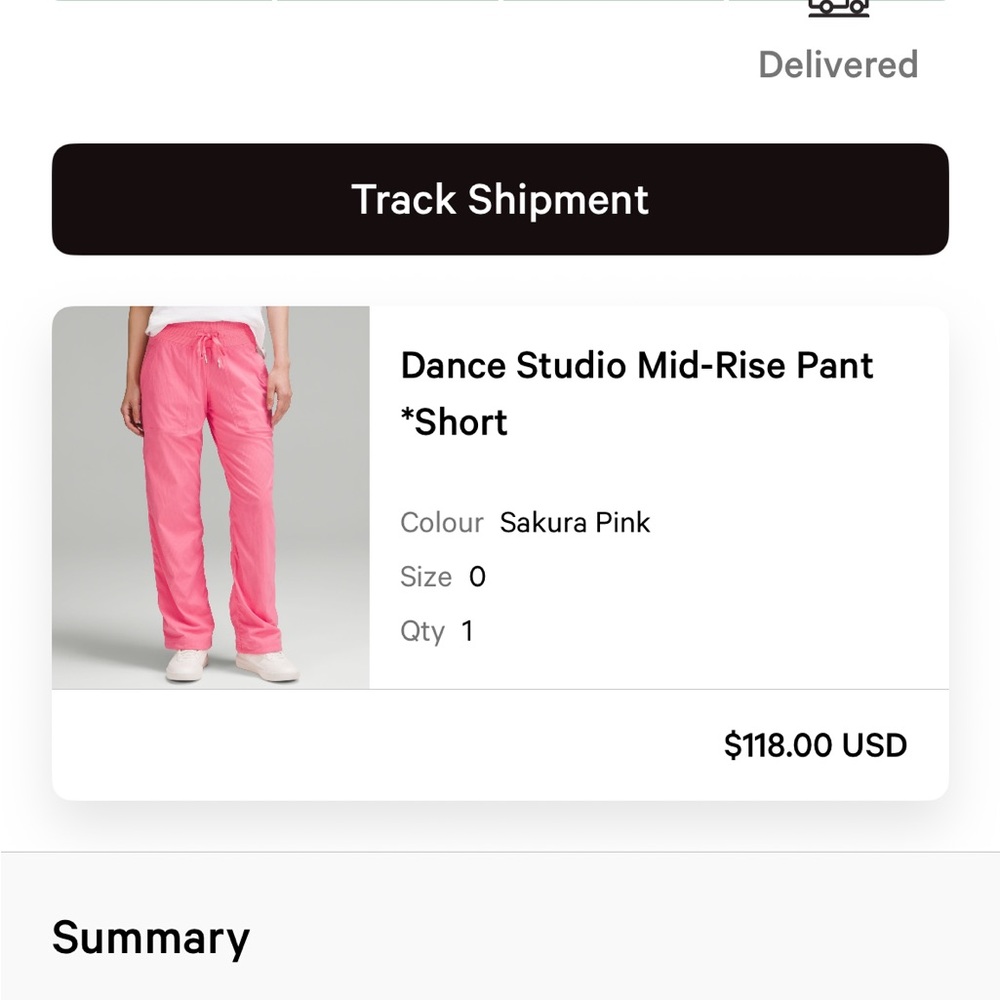 Lululemon dance studio mi-Rise Pant, Short, Pink. Size 0.